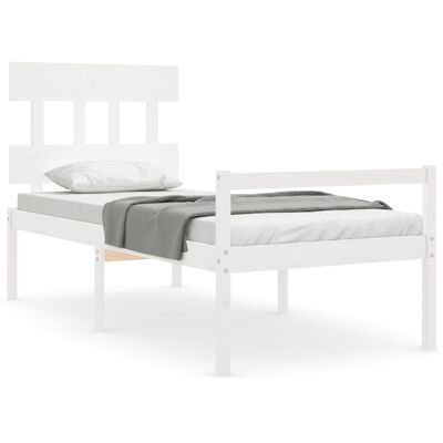 vidaXL Krevet za starije s uzglavljem bijeli 100x200 cm masivnog drva