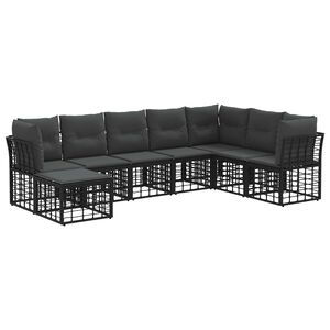 vidaXL Set vanjskih sofa Crna Poliester