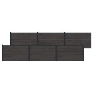 vidaXL Panel ograde 6 pcs WPC i aluminij Crna