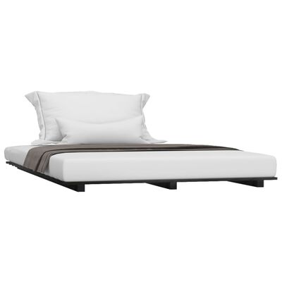 vidaXL Okvir za krevet od masivnog drva crni 135x190 cm