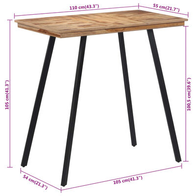 vidaXL Barski stol 110 x 55 x 105 cm od masivne tikovine