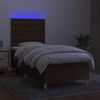 vidaXL Krevet box spring s madracem LED tamnosmeđi 90x200 cm tkanina