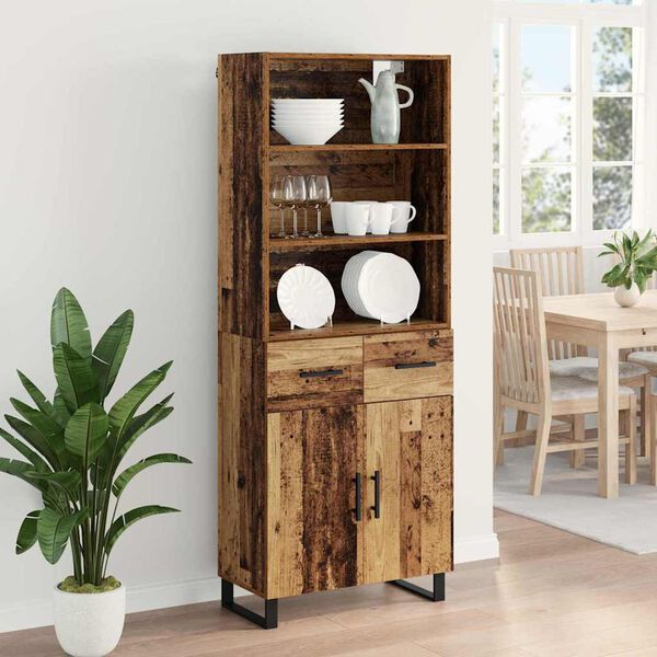 vidaXL Highboard Staro drvo 69,5 x 34 x 180 cm Konstruirano drvo