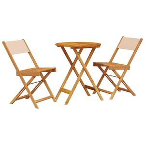 vidaXL 3-dijelni bistro set od tkanine i masivnog drva krem bež