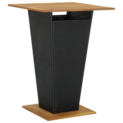 vidaXL Barski stol crni 80x80x110 cm poliratan i masivno drvo bagrema
