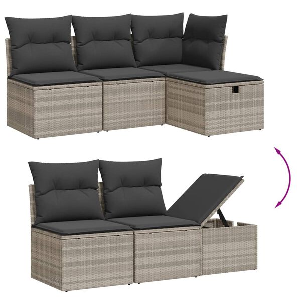 vidaXL 11-dijelni set vrtnih sofa poliratan s jastucima svijetlosivi
