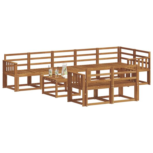 vidaXL Set vanjskih sofa 9 pcs Prirodna Čvrsto drvo akacije