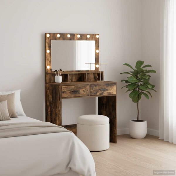 vidaXL Toaletni stol Dimljeni hrast 79 x 41 x 135 cm Konstruirano drvo