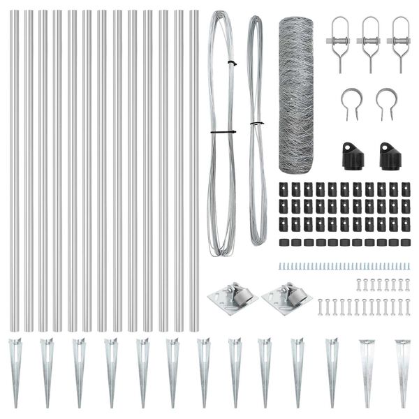 vidaXL Stup za ogradu Srebrno 25 x 1 m (36 mm mreža) Čelik