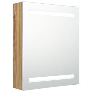 vidaXL LED kupaonski ormarić s ogledalom bijeli i hrast 50x14x60 cm