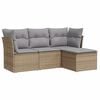 vidaXL 4-dijelni set vrtnih sofa s jastucima bež od poliratana