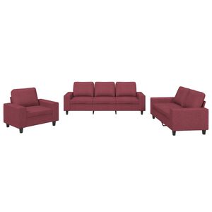 vidaXL 3-dijelni set sofa crvena boja vina od tkanine