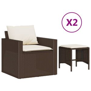 vidaXL 4-dijelni set vrtnih sofa od poliratana s jastucima smeđi
