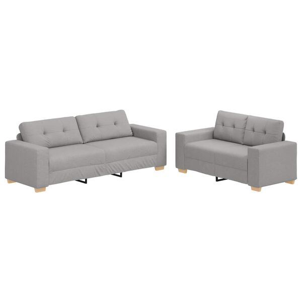 vidaXL Sofa 2 pcs Siva Platnasta tkanina
