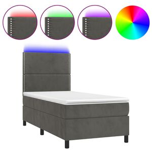 vidaXL Krevet box spring s madracem LED tamnosivi 80 x 200 cm bar&scaron;un