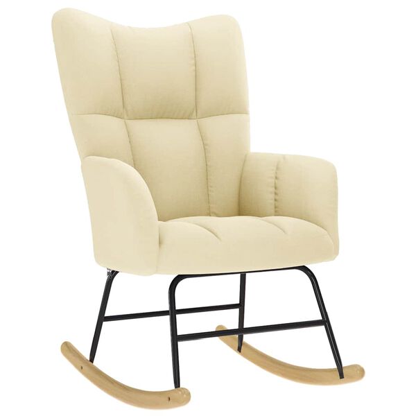 vidaXL Stolica za ljuljanje od tkanine krem