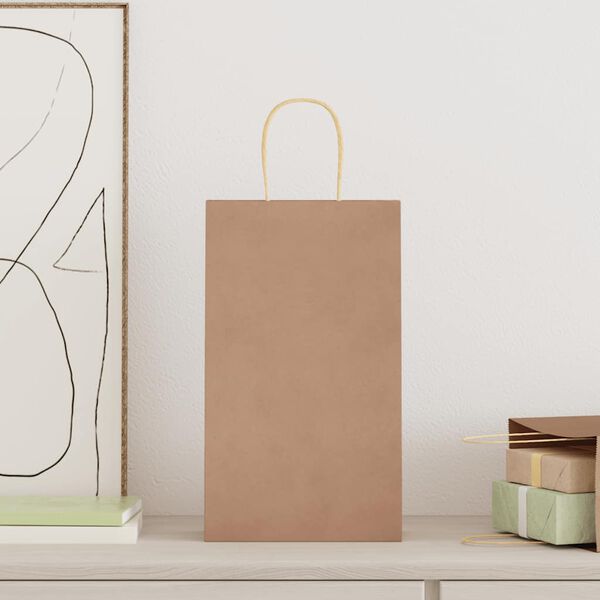 vidaXL Papirnate vrećice 50 kom s ručkama smeđe 21x11x36 cm