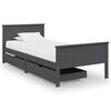 vidaXL Okvir za krevet s 2 ladice tamnosivi 100 x 200 cm od borovine