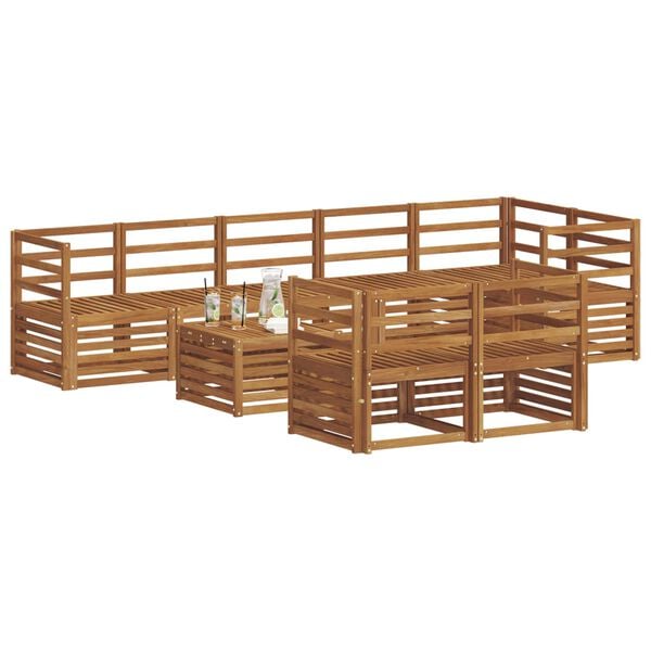 vidaXL Setovi sofa 9 pcs Prirodna Čvrsto drvo akacije