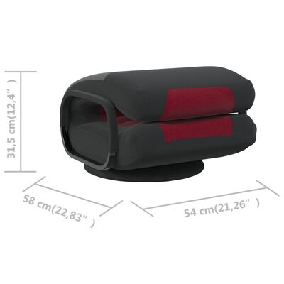 vidaXL Okretna podna stolica od tkanine crna i crvena boja vina