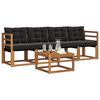 vidaXL Set vanjskih sofa s jastukom 5 pcs Prirodna i crna