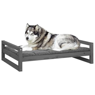 vidaXL Krevet za pse sivi 105,5x75,5x28 cm od masivne borovine
