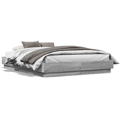 vidaXL Okvir kreveta s LED svjetlima siva boja hrasta 120 x 190 cm