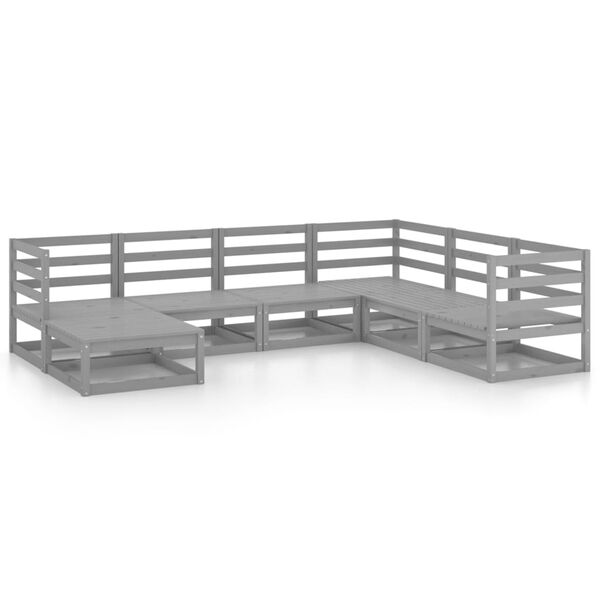 vidaXL 7-dijelna vrtna garnitura od masivne borovine siva