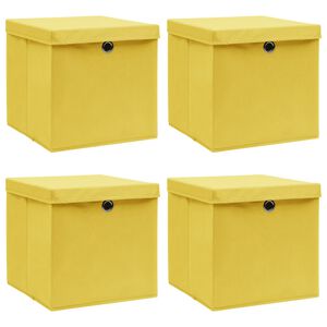 vidaXL Kutije za pohranu s poklopcima 4 kom žute 32x32x32 cm tkanina