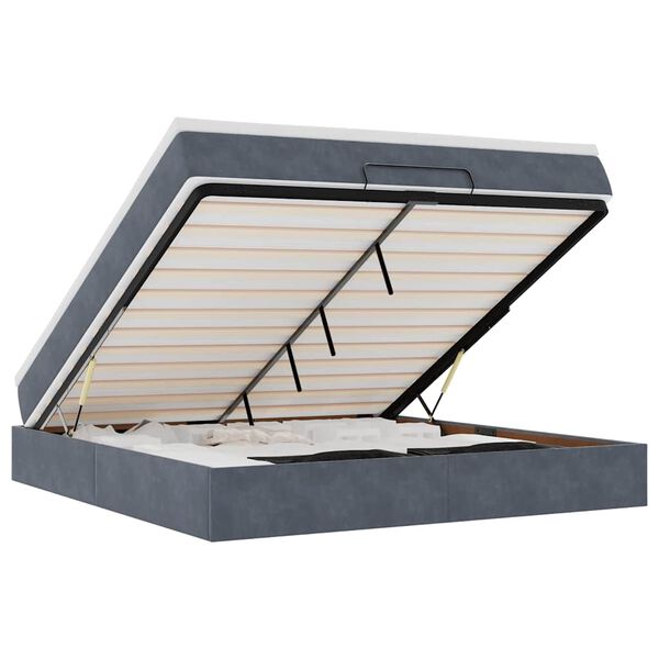 vidaXL Otomanski krevet s madracem tamnosivi 180x200 cm baršunasti