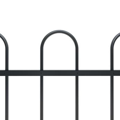 vidaXL Vrtna ograda s ukrasnim lukovima čelična 15,3 x 1,2 m crna