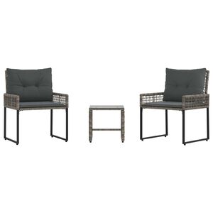 vidaXL Set vanjskog namje&scaron;taja s jastukom 3 pcs Sivi