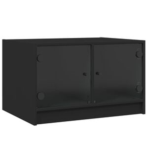 vidaXL Stolić za kavu sa staklenim vratima crni 68x50x42 cm