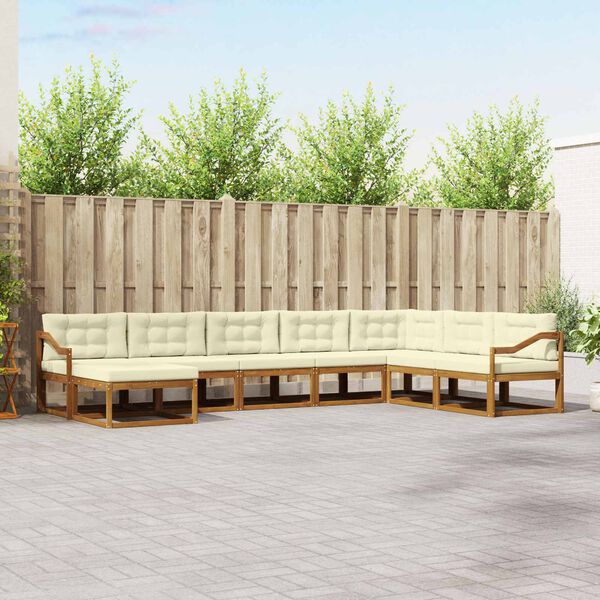 vidaXL Set vanjskih sofa s jastukom 8 pcs Prirodna i krem