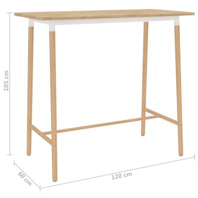 vidaXL Barski stol smeđi 120 x 60 x 105 cm MDF i masivna bukovina