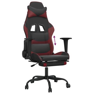 vidaXL Igraća stolica od umjetne kože s osloncem crna i boja vina