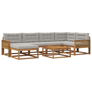 vidaXL Set vanjskih sofa s jastukom 7 pcs Prirodna i svjetlosiva
