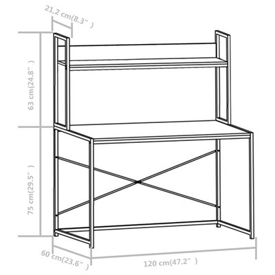 vidaXL Stol za računalo crni 120 x 60 x 138 cm