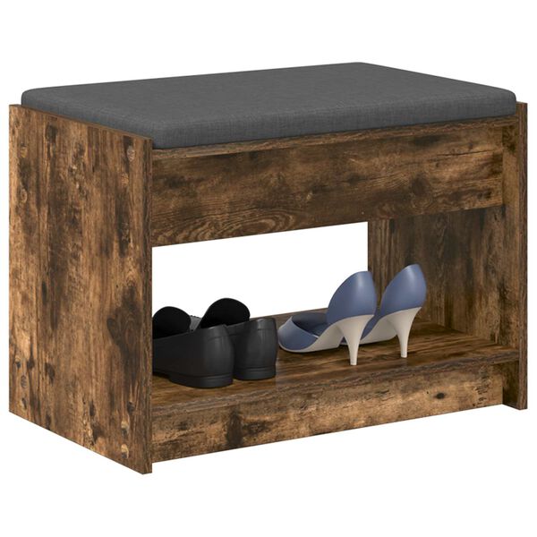 vidaXL Klupa za hodnik s jastukom Dimljeni Hrast 63 x 38 x 45 cm