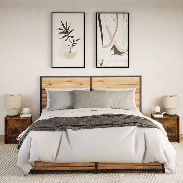 vidaXL Noćni ormarići s LED svjetlima 2 kom boja dimljenog hrasta