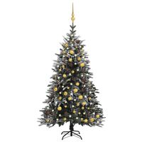 vidaXL Umjetno božićno drvce LED s kuglicama i snijegom 180 cm PVC/PE