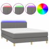 vidaXL Krevet box spring s madracem LED tamnosivi 140x190 cm tkanina