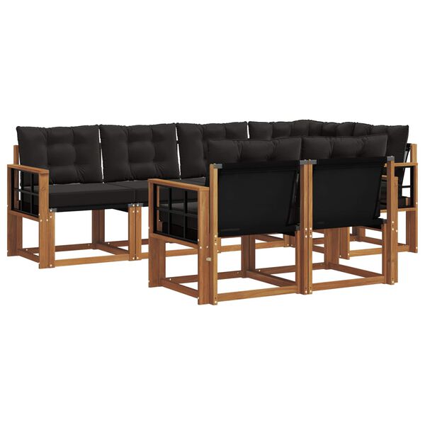 vidaXL Set vanjskih sofa s jastukom 7 pcs Prirodna i crna