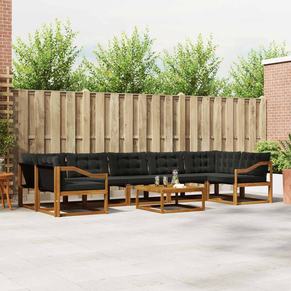 vidaXL Set vanjskih sofa s jastukom 8 pcs Prirodna i crna