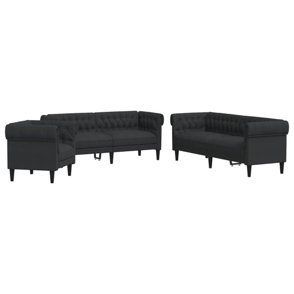 vidaXL 3-dijelni set sofa crni od tkanine