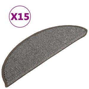 vidaXL Prostirke za stepenice 15 kom 56x17x3 cm sive poluokrugle