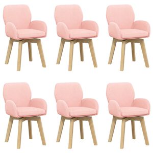 vidaXL Okretne blagovaonske stolice 6 pcs Boucl&eacute; Ružičasta