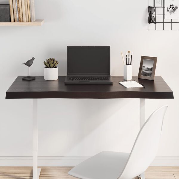 vidaXL Stolna ploča tamnosmeđa 100x40x(2-4) cm obrađena hrastovina