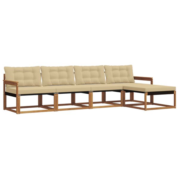 vidaXL Set vanjskih sofa s jastukom 5 pcs Prirodna i bež
