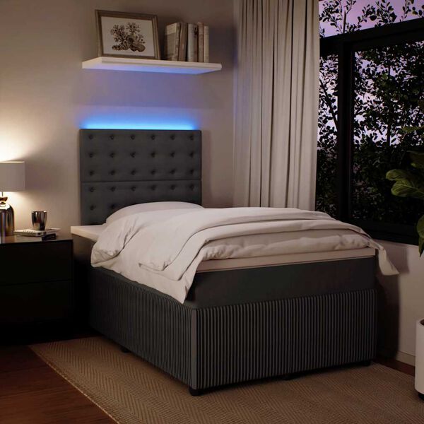 vidaXL Box spring krevet s madracem tamnosivi 120 x 200 cm bar&scaron;unasti